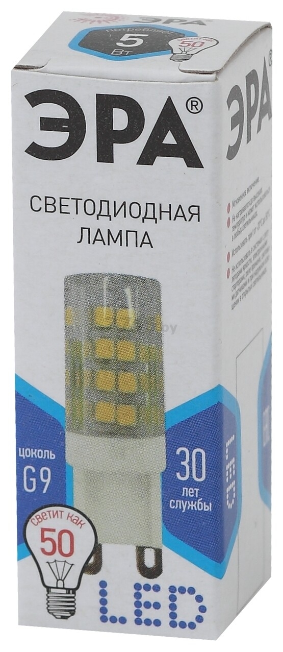 Лампа светодиодная G9 ЭРА ceramic-840 smd JCD 5 Вт - Фото 3
